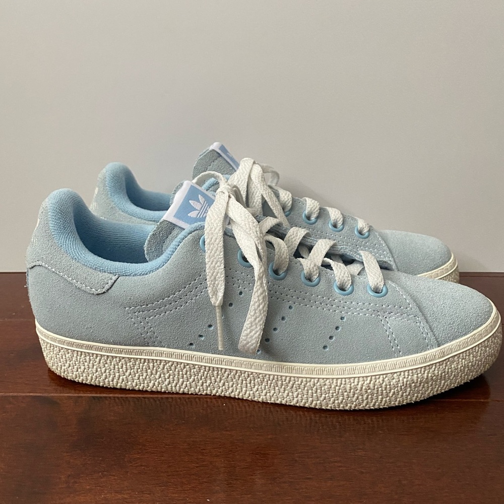 Adidas Stan Smith baby blue suede sneakers